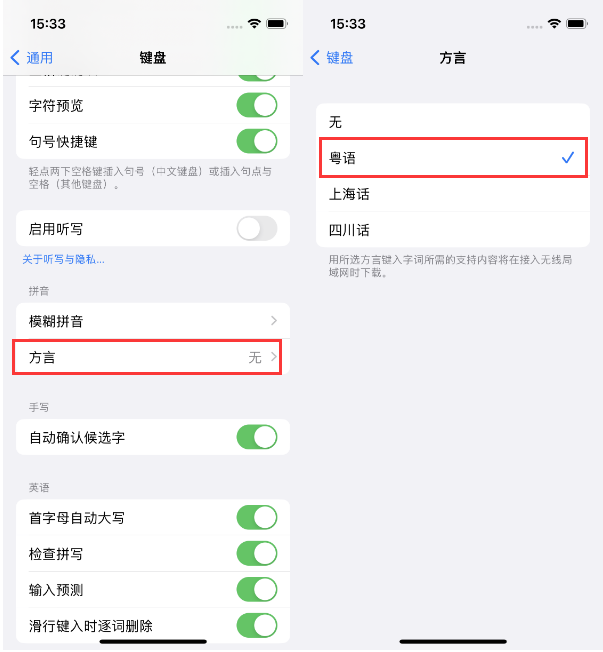 科尔沁右翼中苹果14服务点分享iPhone 14plus设置键盘粤语方言的方法 